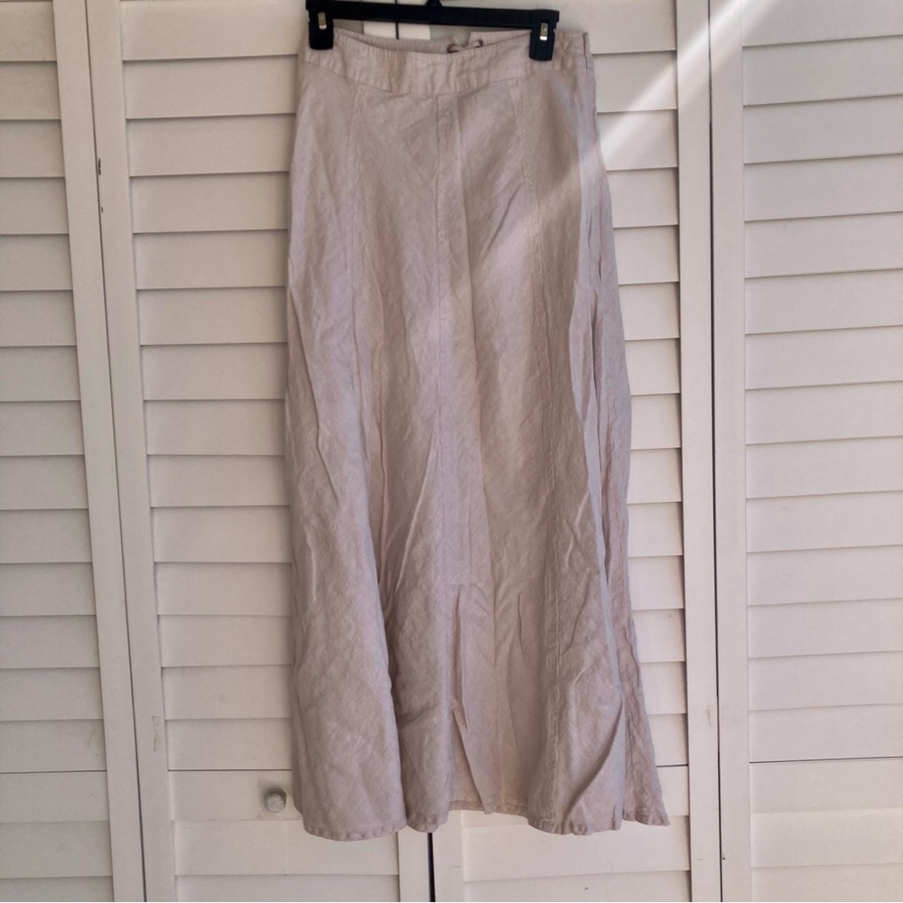 Tahari 100% Linen Lace-Up Maxi Skirt | Size 6 | Neutral Beige - Picture 6 of 16